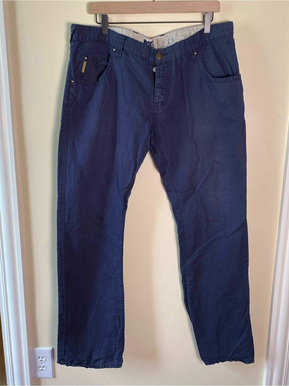 Vintage Y2K Armani Jeans Men’s Ghost Samurai Straight Leg Pants Navy Size 36 EU
